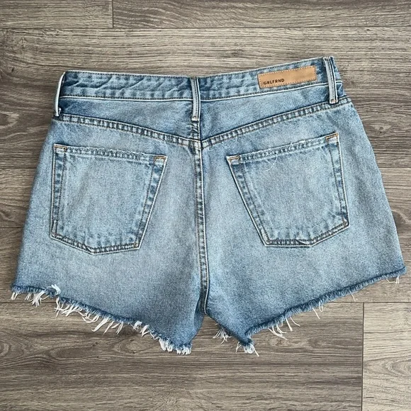 GRLFRND Helena High Rise Shorts Size 29 Breakout Cut Out Hip Blue Distressed 90s